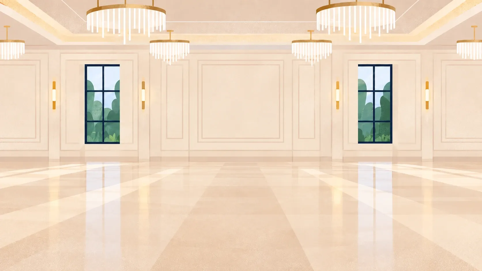 The empty event room, a blank canvas