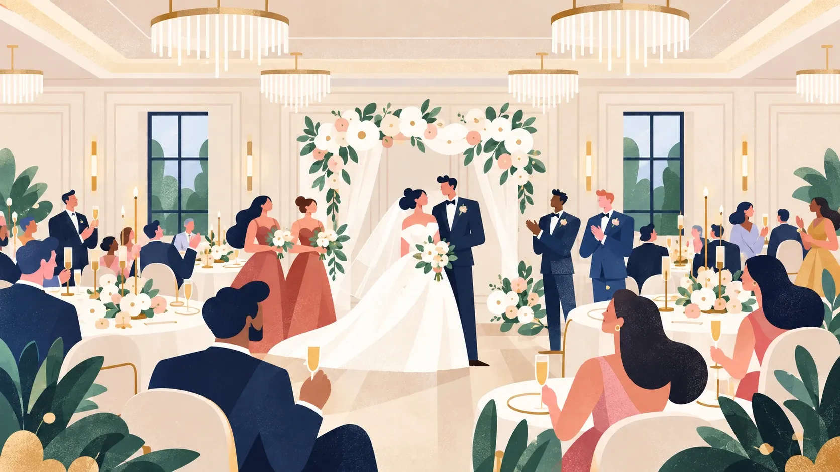 The same room set for wedding reception